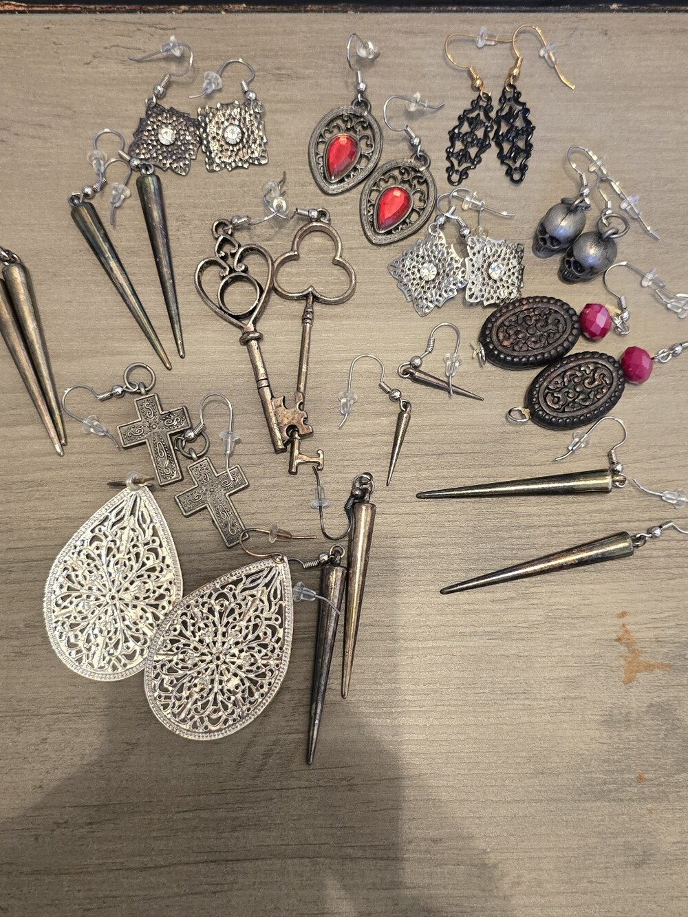 Assorted Goth Vibes Silver-Tone Filigree & Spike Earrings - Women Accessories